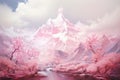 Icy Snow mountain frozen rose. Generate Ai
