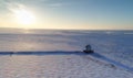 Drone shot of a frozen Lake Erie and the Lorain Lighthouse Royalty Free Stock Photo