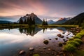 Calm lake sky sunset glow reflection