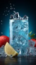 Icy summer delight a can of refreshing beverage with glistening ice cubes