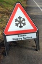 Icy surface road sign Royalty Free Stock Photo