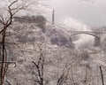 Icy Urban River Gorge. Horizontal Orientation.