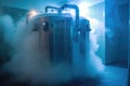 icy vapor surrounding a cryotherapy machine in a spa