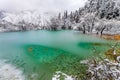 Icy water in Colored Lake in the winter Royalty Free Stock Photo