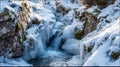 Frozen Waterfall Icicles Stream In Winter Royalty Free Stock Photo