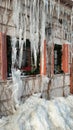 The icy windows of a small restaraunt in Kiev Royalty Free Stock Photo