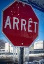 French Stop sign with ice Royalty Free Stock Photo