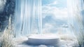 Icy Winter Landscape with White Podium Royalty Free Stock Photo