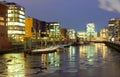 Icy winter night in the Hafencity Royalty Free Stock Photo