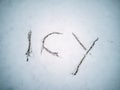 ICY written in the freshly fallen snow Royalty Free Stock Photo