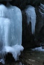 Icycles in canyon DolnÃÂ© diery JÃÂ¡noÃÂ¡ÃÂ­kove diery in MalÃÂ¡ Fatra mountains Royalty Free Stock Photo