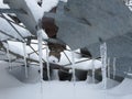 Icycles hanging on a windmill Royalty Free Stock Photo