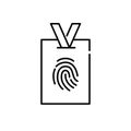 ID badge with fingerprint. Biometric access. Pixel perfect icon