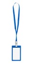 ID card badge with blue ribbon