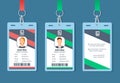 Id card. Corporate event staff badges, identity employee name label. Conference membership pass with organization design