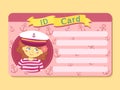 ID Card with Girl Wear Captain Hat Picture Vector Royalty Free Stock Photo