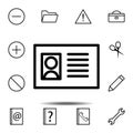ID card icon. Simple thin line, outline vector element of minimalistic, web icons set for UI and UX, website or mobile application Royalty Free Stock Photo