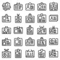 Id card icons set, outline style Royalty Free Stock Photo
