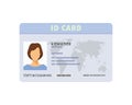 ID Card Illustration. Plastic ID card woman, with photo of girl isolated, ID CARD VECTOR ILLUSTRATOR,Flat style colorful vector il