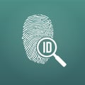 ID fingerprint icon with magnifying glass. Fingerprint vector illustration isolated on modern background. Royalty Free Stock Photo