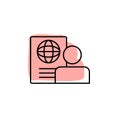 Id, global, profile, document with color shadow vector icon in hotel service set