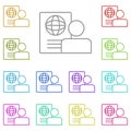 id, global, profile, document multi color icon. Simple thin line, outline of Hotel Service icons for UI and UX, website or