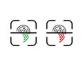 Id icons. Fingerprint scanning process icons. Fingerprint detection symbols. Vector illustration on white background. Royalty Free Stock Photo