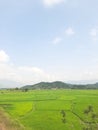 ID: 823, Wallpaper, Mountains and hills Blue sky green fields with dreamy clouds in the air Royalty Free Stock Photo