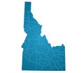 Idaho administrative map. counties map of Idaho, blank Map, empty Idaho map Royalty Free Stock Photo