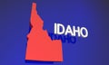 Idaho ID Red State Map Name Word