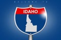 Idaho map on highway road sign over blue background Royalty Free Stock Photo