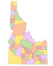 Idaho map with his counties in several colours Royalty Free Stock Photo