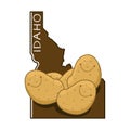 Potatoes over Idaho map cartoon on white background Royalty Free Stock Photo