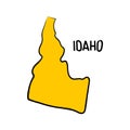 Idaho map outline, hand drawn silhouette design background