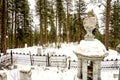 Idaho mountain Cemetery with trees and snow Royalty Free Stock Photo