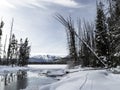 IdahoÃ¢â¬â¢s Sawtooth mountains in winter for Little Redfish Lake Royalty Free Stock Photo