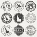 Idaho Set of Stamps. Travel Stamp. Made In Product. Design Seals Old Style Insignia. Royalty Free Stock Photo