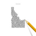 Idaho sketch scribble map isolated on white background. Hand drawn vector map of Idaho. Royalty Free Stock Photo