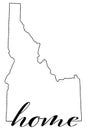 Idaho state map outline illustration with the word home