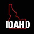 IDAHO state map typography on black background