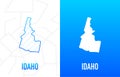 Idaho - U.S. state. Contour line in white and blue color on two face background. Map of The United States of America Royalty Free Stock Photo