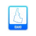 Idaho - U.S. state. Contour line in white color on blue sign. Map of The United States of America. Vector illustration. Royalty Free Stock Photo