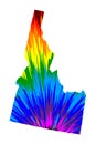 Idaho - map is designed rainbow abstract colorful pattern