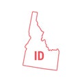 Idaho US state map red outline border. Vector illustration. Two-letter state abbreviation