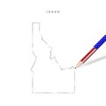 Idaho US state vector map pencil sketch. Idaho outline map with pencil in american flag colors Royalty Free Stock Photo