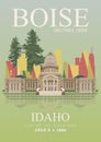 Idaho vector travel poster.