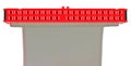 IDE connector plug in red, flat grey ribbon interface cable for PC computer HDD hard drive, large detailed isolated horizontal