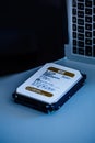 ide view of new Western Digital 8TB terabyte datacenter gold hard disk