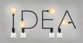 `IDEA` Abstract linear alphabet of electric wire with light bulb and light switch.
