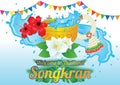 Idea art decorative of Song kran day famous festival of Thailand Loas Myanmar and Cambodia,new year,concept design